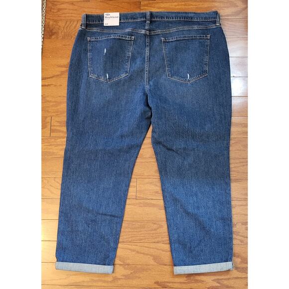 NWT Old Navy Women Jeans Size 18 Cropped Boyfriend Cuffed Distressed Ripped - Picture 11 of 15
